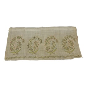 Antique Green and Pink Paisley Embroidered Textile