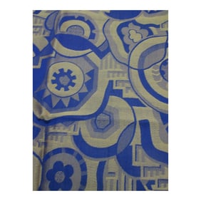 French Art Deco Royal Blue and Gold Woven Textile
