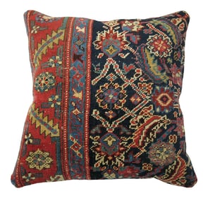 Traditional Navy Blue Antique Rug Pillow