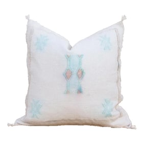 Snow Moroccan Silk Rug Pillow