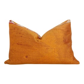 Gold Mica Silk Phulkari Pillow
