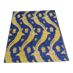 Royal Blue and Gold Woven Silk With Metallic Threads Textile Panel