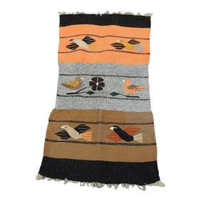 Vintage Orange and Grey Peruvian Throw