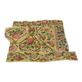 Antique Yellow and Orange Italian Needlepoint Tapestry Fragment