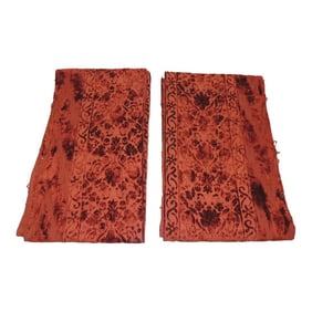 Antique Oxblood Color Cut Velvet Textiles Borders - Set of 2