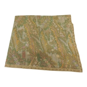 Antique Green and Brown Metallic Threads Embroidered Turkish Square Cloth