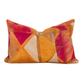Scarlet Sun Silk Phulkari Pillow