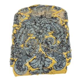 Antique Blue and Yellow Needlepoint Tapestry Chair Back Cover