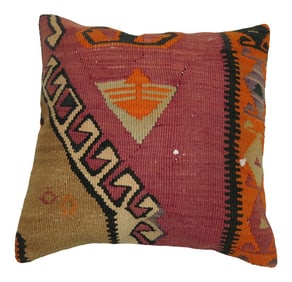 Mid 20th Century Boho Kilim Pillow 19'' X 20''