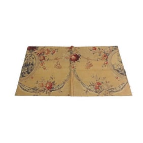 Antique Tan and Red Toile Linen Textile