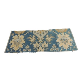 Vintage Tan and Blue Arts and Crafts Textile Fragment