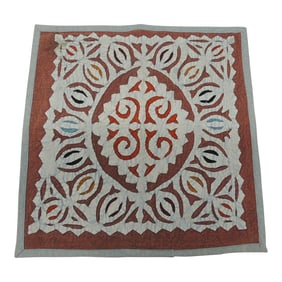 Burnt Orange and Grey Petite Indian Cutout Square Pillow