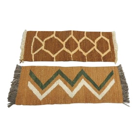 Vintage Petite Woven Rug Samples - Set of 2