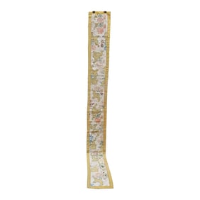 Early 18th Century Embroidered Silk and Gilt Threads Textile