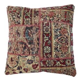 Antique Kerman Patchwork Rug Pillow