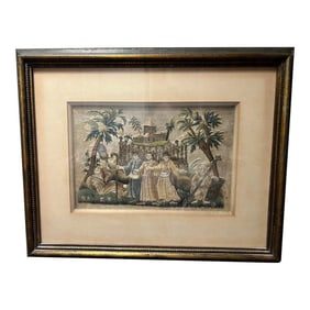 17th Century English Charles II Stumpwork Silk Embroidery Panel