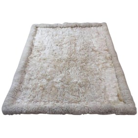 Vintage Shaggy Sheepskin Bed Throw or Rug | New Zealand Natural Ivory White 1970
