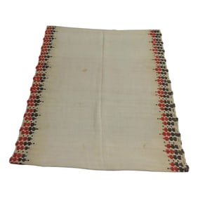 Vintage Red and Grey Turkish Sheer Embroidery Textile