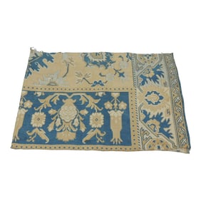 Vintage Tan and Blue Arts and Crafts Textile Fragment