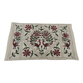 Red and Green Indian Embroidered Bolster Pillow