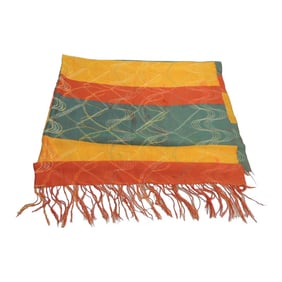 Large Antique Green & Yellow Turkish Woven Cloth or Portiere.