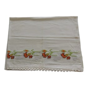 Vintage Orange and Green Anatolian Embroidered Pillowcase
