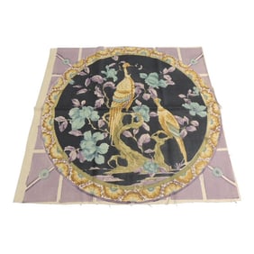 Purple and Black Printed Linen Fabric Panel