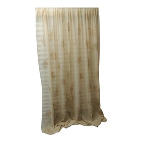 Modern Sheer Embroidered Ecru Color Curtain Panel