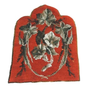 Antique Victorian Red and Brown Glass Beads Tapestry