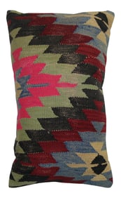 Mid 20th Century Lumbar Boho Kilim Pillow 1'3'' X 2'