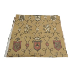 Vintage Tan and Red Heraldic Style Textile Panel