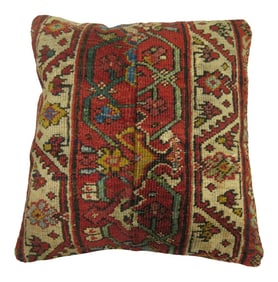 Banded Traditional Square Antique Rug Pillow