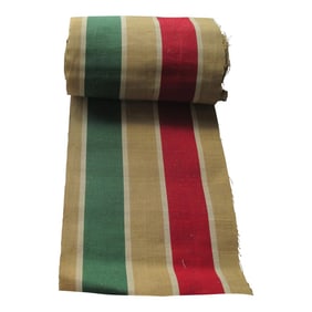 Red and Green Stripes Heavy Linen Textile Roll