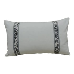Vintage Fortuny Alderelli Fabric in Midnight and White Decorative Lumbar Pillow