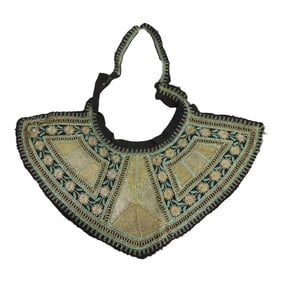 Vintage Green and Gold Embroidered Asian Collar