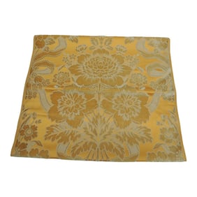 Antique French Floral Orange and Tan Silk Velvet Textile Fragment