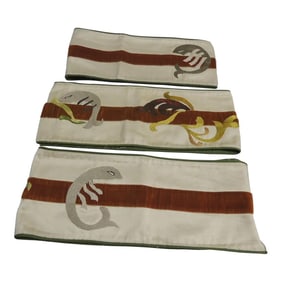 Vintage Green and Brown Cotton & Velvet Textile Borders - Set of 4