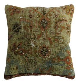 Vintage Blue Soft Brown Distressed Rug Pillow