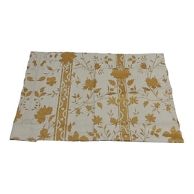 Vintage Gold and Oyster Floral Fortuny Fabric Fragments - Set of 2
