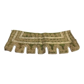 Antique Green and Gold Silk Velvet Emboidery Textile Fragment