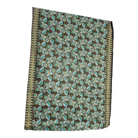African Waxed Fabric Golden Java Prints in Aqua, Gold and Black