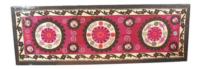 Antique Embroidered Uzbek Suzani in Lucite Frame