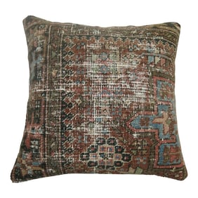 Brown Antique Heriz Rug Pillow