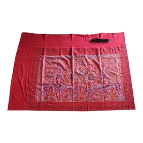 Indian Suzani Style Embroidered Panel with Small Mirror Sequin Details