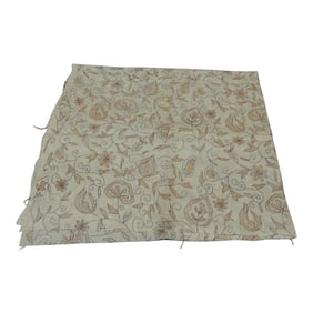 Vintage Orange and Brown Sheer Silk Embroidered Floral Indian Fabric