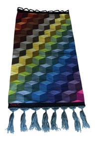 Geometric Multicolored Handwoven Tapestry Art