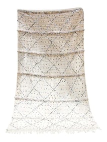 1960s Large Vintage Moroccan Wedding Berber Blanket Throw With Sequins