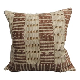 Vintage Tan and Brown Woven African Textile Square Pillow