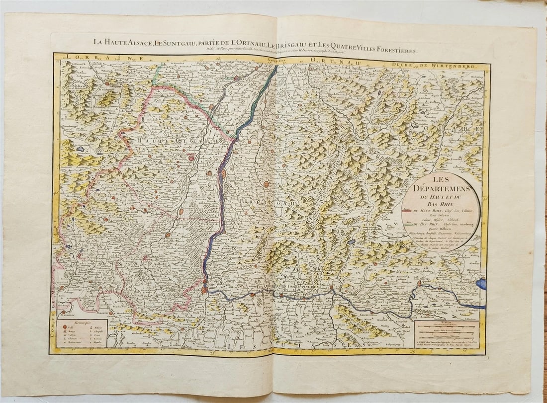 1700s ALSACE FRANCE antique MAP LA HAUTE ALSACE LE SUNTGAIU large (1 of 1)