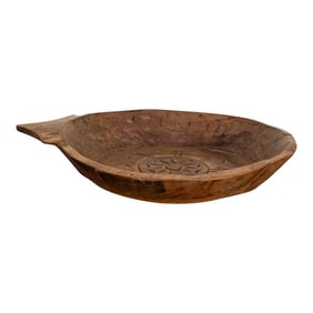 Rustic Honey Brown Carved Bowl